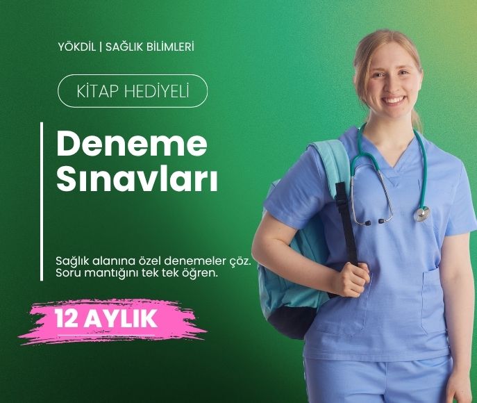 YÖKDİL SAĞLIK BİLİMLERİ Deneme Sınavları - Kitap Hediyeli (12 Aylık)